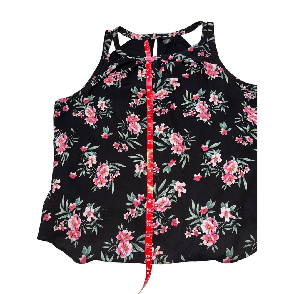 Torrid Womens Floral Keyhole Back Tank Top Black Pink Plus Size 2 2X 18 - Picture 8 of 9